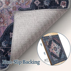 Tangsoo 8x10 Area Rug for Living Room, Washable Vintage Rug Indoor Non Slip Large Area Rugs, Print Distressed Navy/Multi Carpet, Soft Low Pile Rug Foldable for Bedroom Dining Room Dorm
