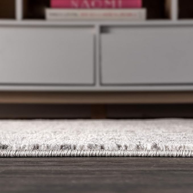 JONATHAN Y Boho Vintage Diamond Cream/Gray Round Area Rug 3 ft, Moroccan Hype for Living Room, Bedroom, Kitchen, Office, Easy-Cleaning, High Traffic, Pet-Friendly, Non-Shedding (MOH101B-3R)