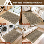 COSY HOMEER Non-Slip Door Mat 32"x48", Entryway Rugs Low Profile Absorbent Dirt Trapper Doormat for Front Entrance, Washable Polypropylene Entry Mat (Beige)