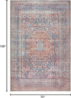 Bloom Rugs Washable Non-Slip 6' x 9' Rug - Multicolor Traditional Medallion Area Rug for Living Room, Bedroom, Dining Room, and Kitchen - Exact Size: 6' x 9'