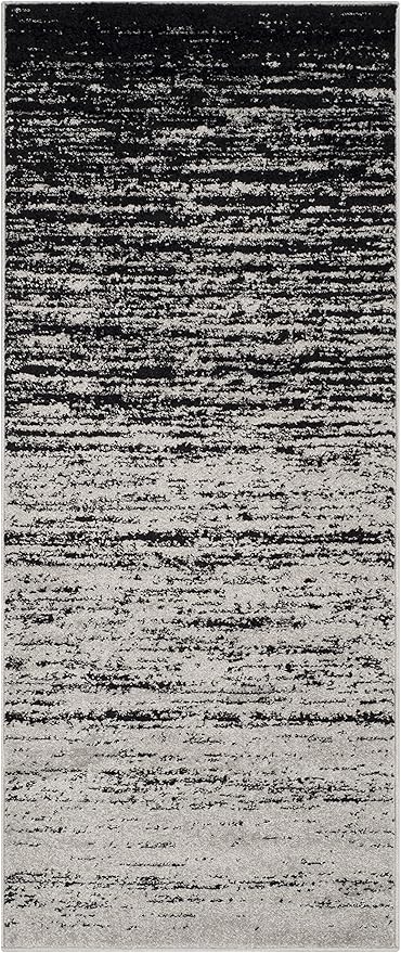 SAFAVIEH Adirondack Collection Runner Rug - 2'6" x 18', Silver & Black, Modern Ombre Design, Non Shedding & Easy to Clean, Ideal for Hallway, Foyer, Kitchen, Entryway, Bedroom (ADR113A)