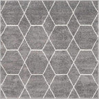 Unique Loom Trellis Frieze Collection Area Rug - Geometric (4' Square, Dark Gray/ Ivory)