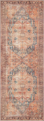 Keen Home Design 2x10 Rug - Machine Washable Runner Rug with Non-Slip Backing, Ideal for Hallway, Entryway, Kitchen, Laundry Room - Vintage, Easy Clean, Durable, Low Pile - (2'6" x 10')