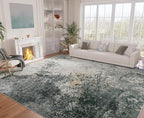 Arbosofe Modern Abstract Rug for Living Room, 6'x9' Washable Area Rug with Non-Slip Backing & Short Pile, Large Carpet with Abstract Pattern for Living Room Bedroom and Dining Floor Carpet Grey