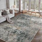 GENIMO Washable 6x9 Area Rugs for Living Room, Non Slip Modern Abstract Rug, Machine Washable Stain Resistant Low Pile Soft Carpet for Bedroom, Dining, Office, Black Grey