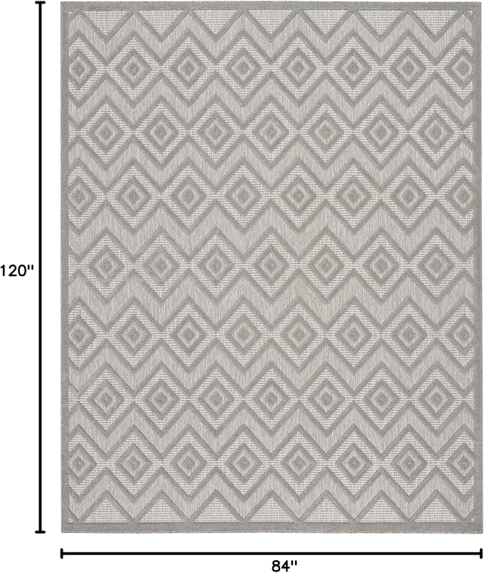 Nourison Home Versatile Silver Grey 7' x 10' Area Rug - Easy Clean, Non Shedding, Bed Room, Living Room, Dining Room, Kitchen (7' x 10')