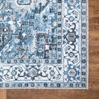 Bloom Rugs Caria Washable Non-Slip 4x6 Rug - Navy Blue Traditional Area Rug for Living Room, Bedroom, Dining Room, and Kitchen - Exact Size: 4' x 6'