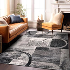 Rugshop Contemporary Circle Design Area Rug, Fade-Resistant Carpet for Bedroom, Dining Room, or Home Office, Cream, 6'6" x 9'