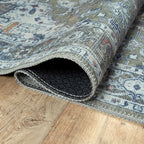 Bloom Rugs Washable Non-Slip 10 ft Runner - Green/Blue Traditional Medallion Runner for Entryway, Hallway, Bathroom, and Kitchen - Exact Size: 2.5' x 10'