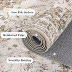 6x9 Vintage Washable Area Rugs Boho Medallion Large Distressed Retro Accent Carpet Floral Non-Slip Soft Low Pile Indoor Throw Rug for Living Room Bedroom Dining Room Office Kitchen, Taupe