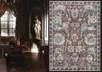 RUGSURE Washable Area Rugs - Perfect for Living Room, Bedroom, Kids Room, Nursery - Stain & Water Resistant Non-Slip, Pet & Child Friendly, Vintage Tribal Area Rugs (Rust and Blue, 5' x 7')