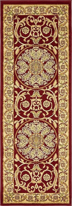 Unique Loom Versailles Collection Traditional Classic Medallion Floral Motif Area Rug (2' 2 x 6' 0 Runner, Burgundy/ Ivory)