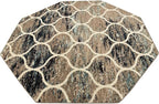 Rugs.com Lattice Frieze Collection Rug – 7 Ft Octagon Blue Multi Medium-Pile Rug Perfect for Living Rooms, Kitchens, Entryways