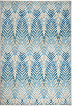 Dash & Albert Seneca Blue Machine Washable Rug, 3 X 5 Feet, Blue Graphic Pattern