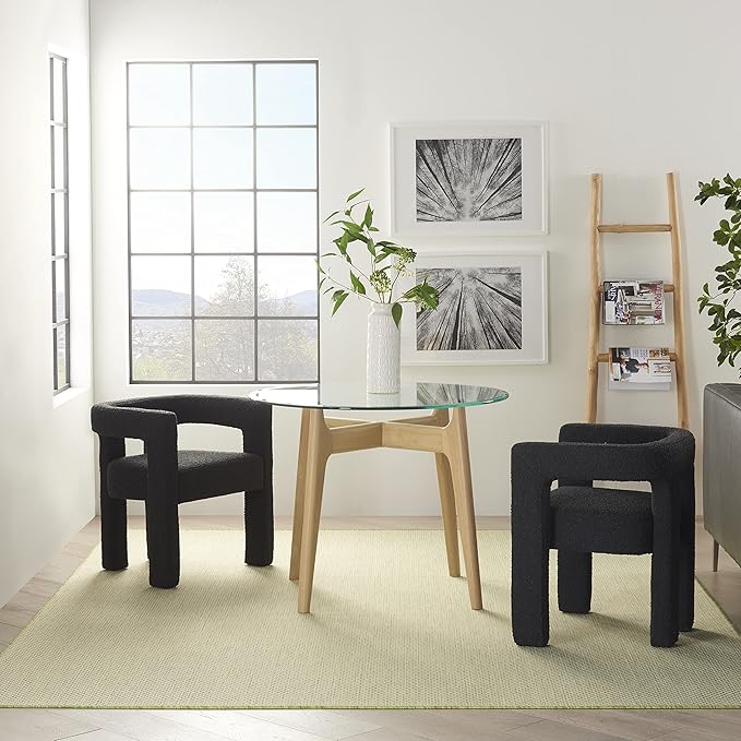 Nourison Home Courtyard Ivory Green 8' x 10' Area Rug - Easy Clean, Non Shedding, Bed Room, Living Room, Dining Room, Kitchen (8' x 10')