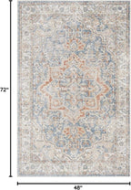 Nourison Home Astra Machine Washable Denim Multicolor 4' x 6' Area Rug - Easy Clean, Non Shedding, Bed Room, Living Room, Dining Room, Kitchen (4' x 6')
