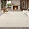 Bedsure 5x7 Faux Wool Area Rugs for Living Room, Machine Washable Carpet, Non-Slip Backing, Pet Friendly Throw Rug for Bedroom Dining Room, Linen