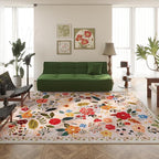 Rugcomf Area Rugs 9x12 Living Room Clearance Washable Boho Rug Non Slip Floral Vintage Low Pile Large Rug for Living Room, Bedroom, Farmhouse, Dining Room, Kids Playroom(Beige)