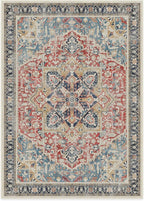 RUGGABLE Washable Vintage Area Rug – Kamran Cayenne Red 10x14, Stain-Resistant, Non-Slip – Large Machine Washable Rugs for Living Room, Bedroom, Hallway, Entryway & Office–with Standard Pad