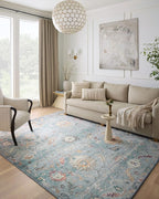 Loloi Margot Collection MAT-06 Denim/Multi 2'-3" x 3'-9" Accent Rug feat. CloudPile, No-Shed Easy Clean Large Patterned Area Rug for Living Room, Bedroom, Dining Area