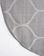Rugs.com Lattice Frieze Collection Rug – 6' Round Light Gray Medium Rug Perfect for Kitchens, Dining Rooms
