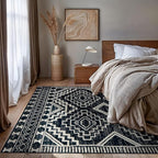 Rugshop Southwestern Black and White Tribal Area Rug – Geometric Diamond Pattern Carpet for Living Room, Bedroom, or Entryway – Boho Rustic Soft Floor Decor 5' x 7' Black