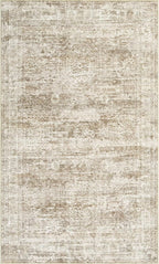 3x5 Rug, Small Area for Kitchen, Entryway, Machine Washable Non-Slip Throw Rug, Vintage Carpet for Nursery Coffee Table Brown