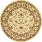 Unique Loom Voyage Collection Traditional Oriental Classic Intricate Design Area Rug (8' 0 x 8' 0 Round, Ivory/Gold)
