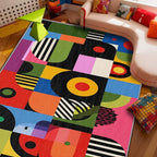 Colorful Rug, Abstract Love Heart Pop Art Area Rugs 5x6, Hippie Aesthetic Funky Non Slip Thin Carpets House Decor #C058