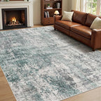 8x10 Area Rug Living Room Rugs - Washable Neutral Modern Abstract Soft Thin Large Rug Indoor Floor No Slip Rug Carpet for Bedroom Under Dining Table Home Office Decor - Green/Grey