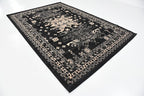 Unique Loom Taftan Collection Border Geometric Tribal Inspired Design Area Rug (6' 0 x 9' 0 Rectangular, Black/ Gray)