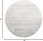 SAFAVIEH Adirondack Collection Area Rug - 3' Round, Ivory & Silver, Modern Ombre Design, Non Shedding & Easy to Clean, Ideal for Living Room, Bedroom, Office, Dining Space (ADR113B)