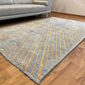 Alfa Rich 7x10 Geometric Gray Gold Washable Area Rugs for Living Room Bedroom Kitchen Cotton Rug