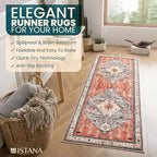 Istana Hallway Runner Rug 2x8 – Red/Teal Entryway Rug -Silk's Soft Touch Runners for Hallways - Stylish Kitchen Runner Rug Non Slip