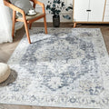 jinchan Kelda Area Rug 4x6 Washable Bedroom Rug Vintage Indoor Floor Cover Distressed Lightweight Non-Slip Low Pile Thin Mat Accent Stain Resistant Carpet for Living Room Dining Room Office Grey