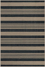 Lahome Striped Easy Jute Rugs for Living Room, 6x9 Washable Indoor Outdoor Patio Rug, Neutral Thin Non Slip Non Shedding Black Dining Room Carpet for Under Table Mudroom Classroom