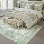 6x9 Washable Area Rug Sage Green Abstract Living Room Bedroom Carpet Neutral Modern Non-Slip Soft Low Pile Lightweight Vacuumable Throw Rug for Dining Room Kitchen