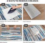 Modern Abstract Runner Rug 2.6x16, Blue Washable Long Kitchen Runner Non-Slip Soft Hallway Rug Runner Thin Print Faux Wool Carpet for Entryway Bedroom Laundry Room Indoor Home Decor
