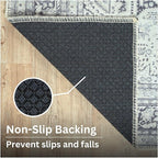 Bloom Rugs Washable Non-Slip 8' x 10' Rug - Charcoal Blue Traditional Medallion Area Rug for Living Room, Bedroom, Dining Room, and Kitchen - Exact Size: 8' x 10'