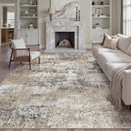 8x10 Abstract Area Rug Brown Washable Modern Neutral Living Room Carpet Non Slip Ultra Soft Low Pile Contemporary Bedroom Large Rug Indoor Office Dining Room Under Table Playroom