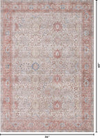 Kuden 3x5 Small Rug, Machine Washable, Non-Slip Backing, Vintage Style, Soft, Low Pile, Area Rugs for Entryway Kitchen Indoor Entrance