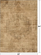 Brown and Gold Rugs for Living Room 5x7 Rug - Abstract Grey Office Rug for Fireplace, Home Office, Bedroom, Washable Non Slip Soft, Medallion Indoor Décor