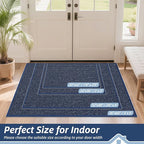 BEQHAUSE Dirt Trapper Door Mat 24" x 36", Non-Slip Washable Doormats Entrance Mat, Dirt Resistant and Absorbent Welcome Mat, Low Profile Floor Mats for Front Back Door and Entryway, Blue