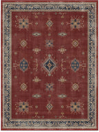 RUGGABLE Washable Vintage Area Rug – Verena Amber Red 9x12, Stain-Resistant, Non-Slip – Large Machine Washable Rugs for Living Room, Bedroom, Hallway, Entryway & Office–with Cushioned Pad
