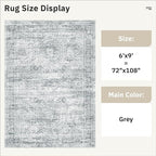 6x9 Area Rug for Living Room Washable 6x9 Gray Rug Non-Slip Modern Rugs for Bedroom Dinning Room Ultra-Thin Indoor Grey Rug