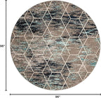 Unique Loom Trellis Frieze Collection Area Rug - Geometric (8' Round, Blue Multi/ Ivory)