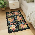 DUKINO 2x3 Entryway Rug, Floral Washable Indoor Door Mat with Non-Slip Backing, Soft Low Pile Small Front Door Throw Rugs for Entryway, Kitchen, Bedroom, Laundry, Bathroom,Black