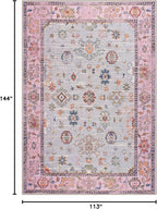 GLN Rugs Traditional Collection - Machine Washable Area Rug, Traditional Washable, Non Slip, Low Pile Chenille Rug, Living Room, Bedroom, Kitchen Rug (9' x 12' Pink/Blue/Multicolor)