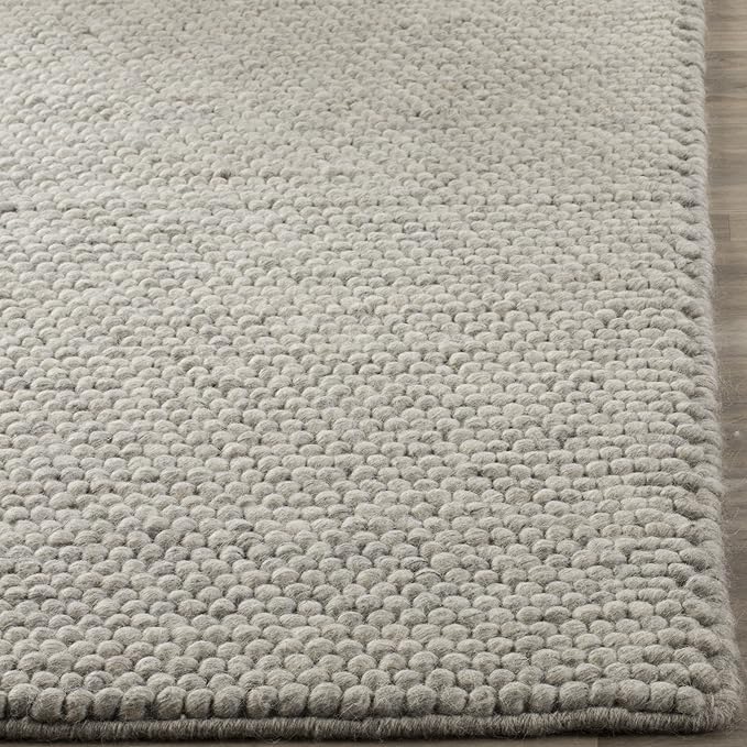 SAFAVIEH Area Rug 10x14 - Natura Collection - Large - Silver, Handmade Wool Blend, Textured Design, Ideal for Living Room, Bedroom, Dining Space (NAT620C)