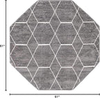 Unique Loom Trellis Frieze Collection Area Rug - Geometric (5' Octagon, Dark Gray/ Ivory)